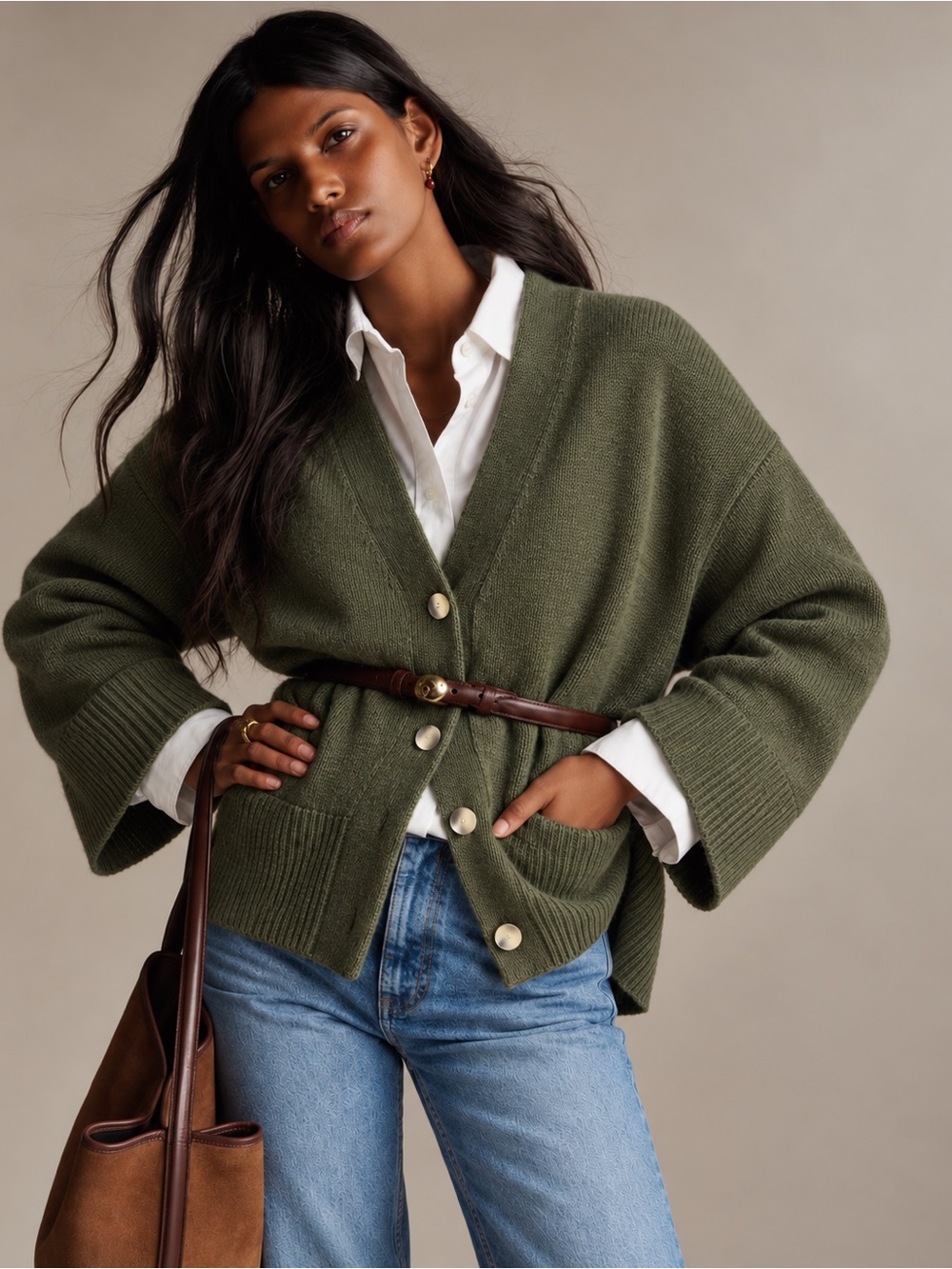 Gap Green Oversized Cotton Cardigan